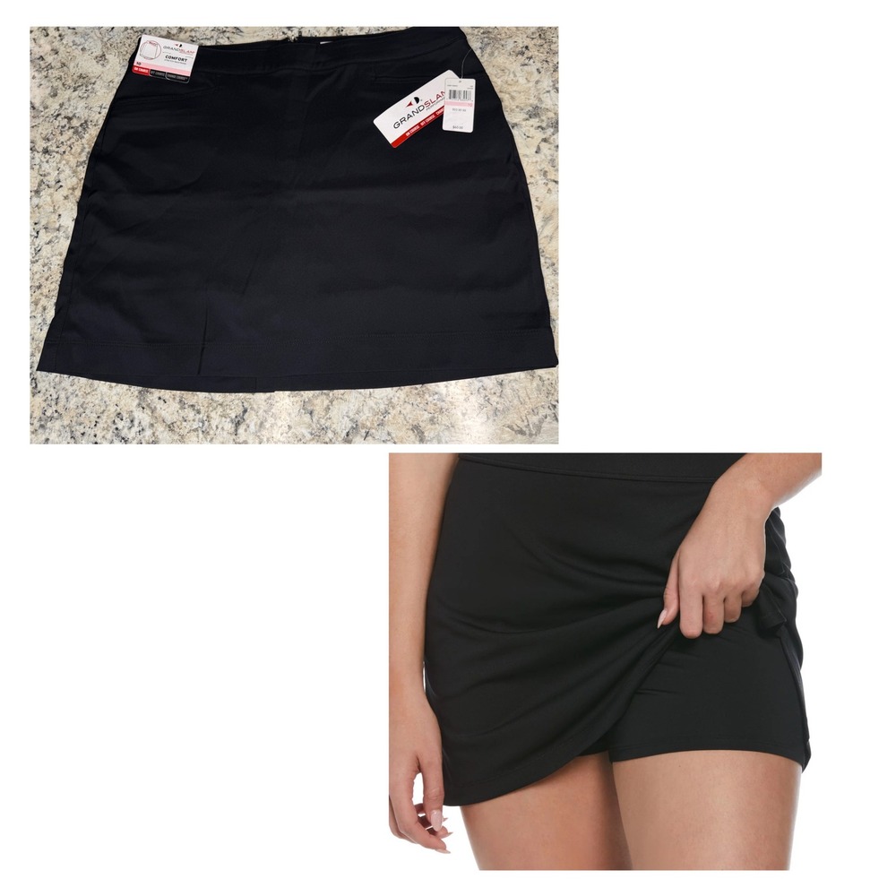 Grand Slam Performance Golf Skort Black Stretch 360 UPF 50 Size 10 NWT
